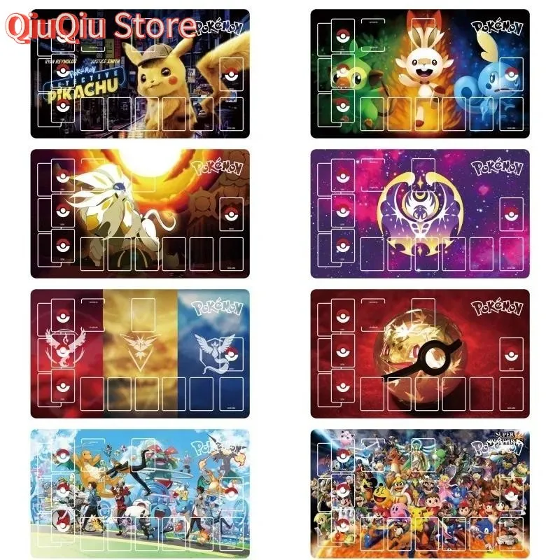 Pokemon Poke Ball Scorbunny, personajes de juego de Anime hechos a sí mismas, juguete de regalo, tarjetas de la serie clásica, almohadilla de goma para tarjetas de colección, tapete de duelo