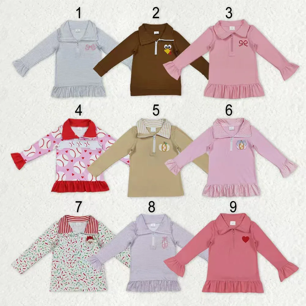 

z1120-08 GT1270 Wholesale Children clothing baby girl clothes embroidery long sleeve tops Boutique kids clothes boys