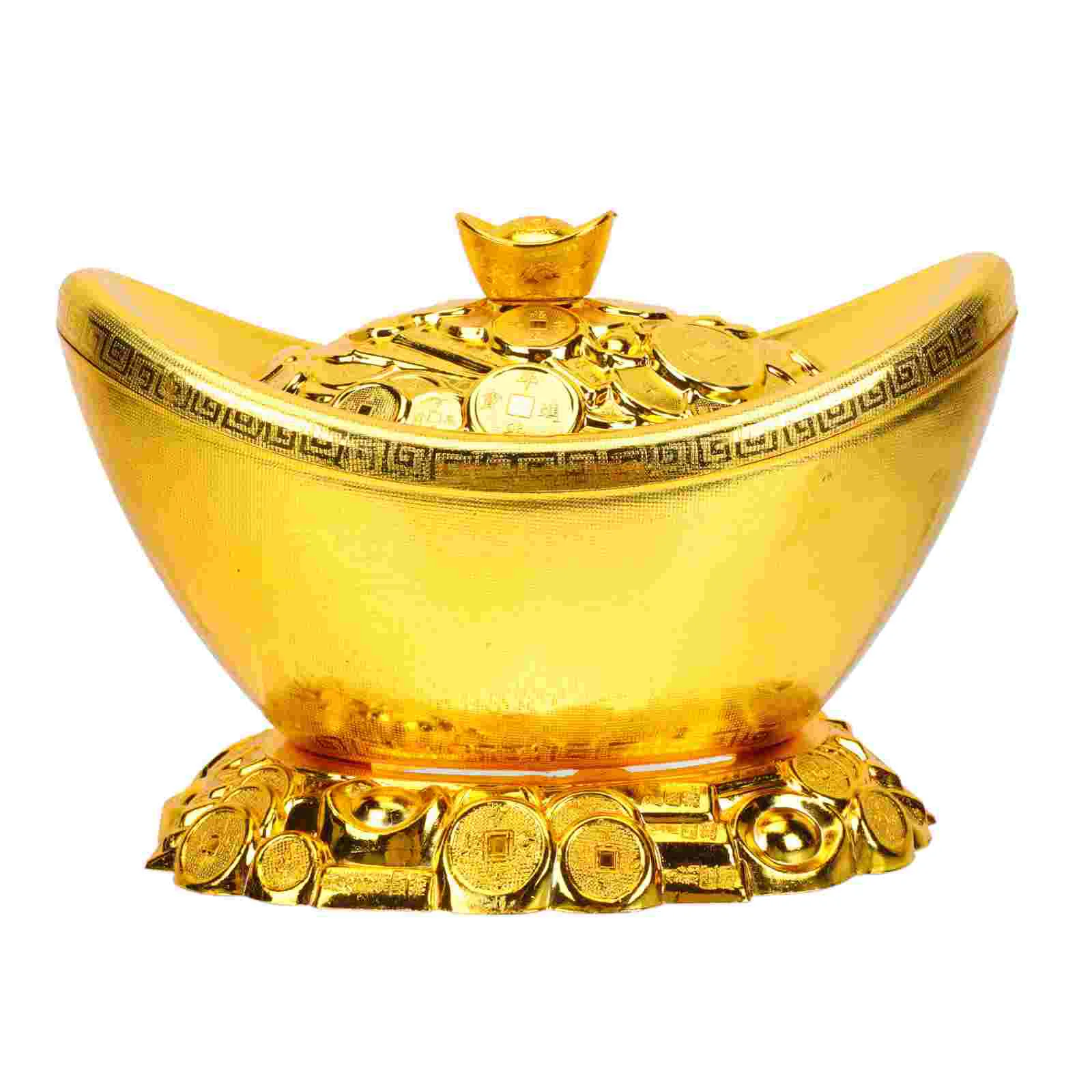 

Gold Ingot Ornament Living Room Decor Sweets Storage Container Decoration Creative Candy Ornaments Charm Stage Prop