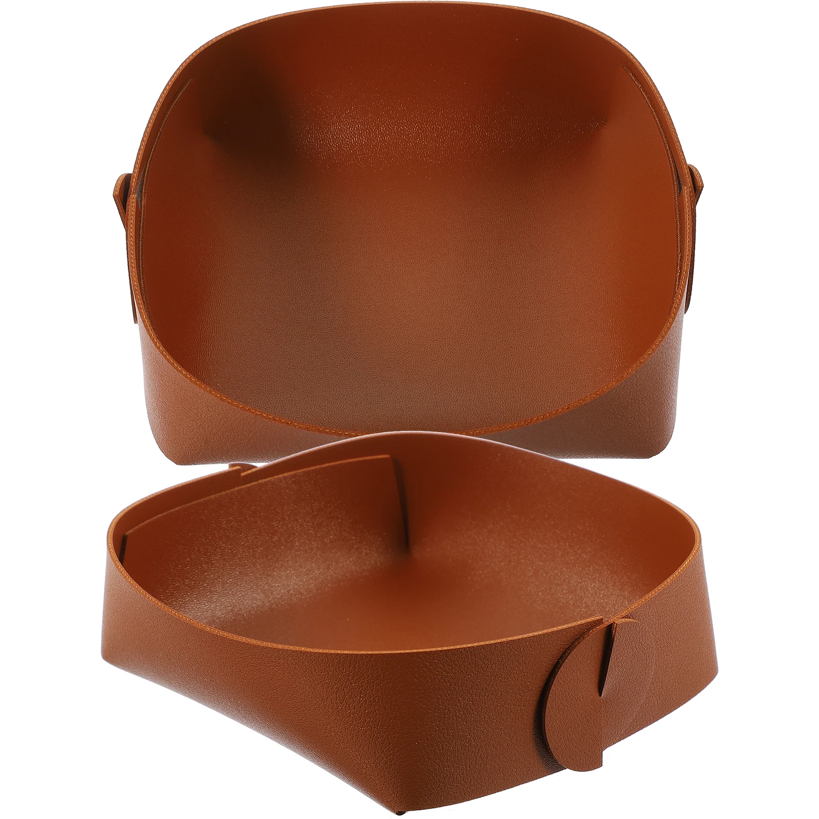 

2 Pcs Storage Box Tray Tabletop Key Holder Entryway Decor Brown Small Size Desk Organizer Jewelry Keeper
