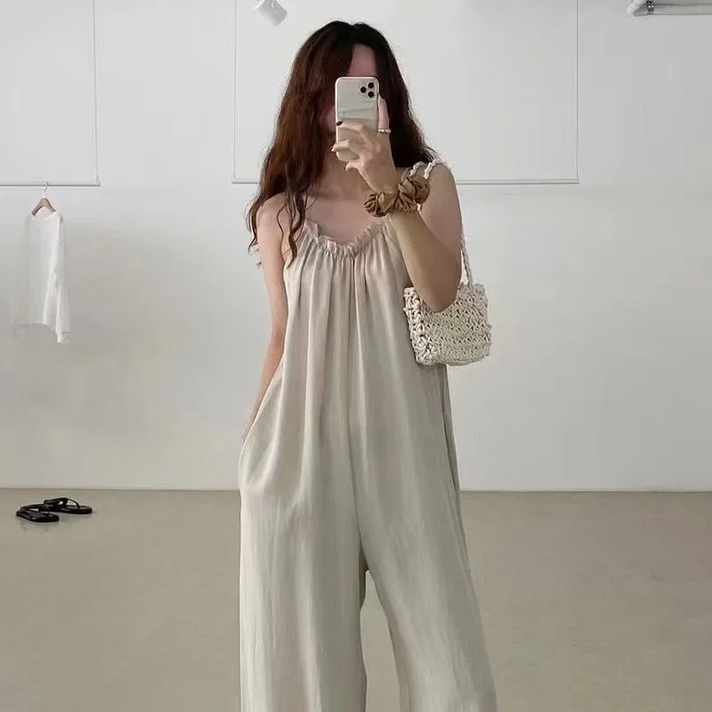 Spring and Summer 2024 Ladies Digital Printing Color Gradient Sleeveless Casual Baggy Jumpsuit