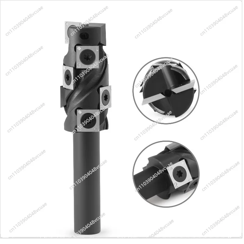 For 12.7mm Shank Spiral Edge Trimming Bottom Milling Cutter Disposable Woodworking Knife Removable Inserts Hardwood Solid Wood