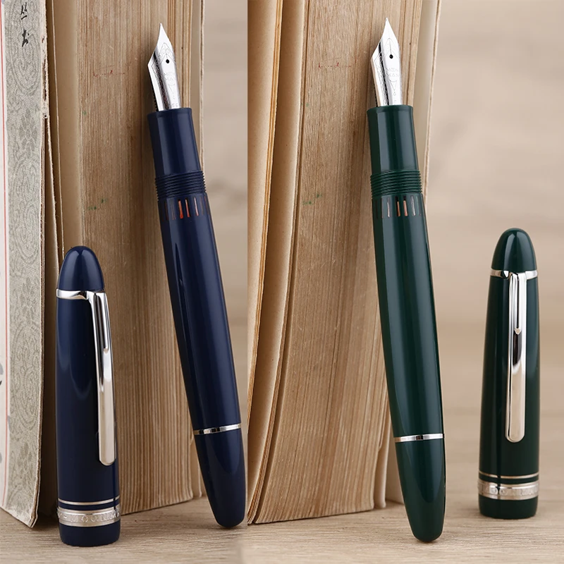 MAJOHN P136 Resin Piston Green Fountain Pen EF/F/M/Flat Nib Writing Pen 20 Ink Windows For Business Office School Christmas Gift