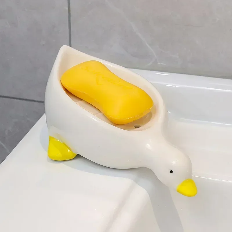 Soap Box Little Yellow Duck Soap Box Cute Toilet Perforated Storage Shelf Storage Body Cleansers