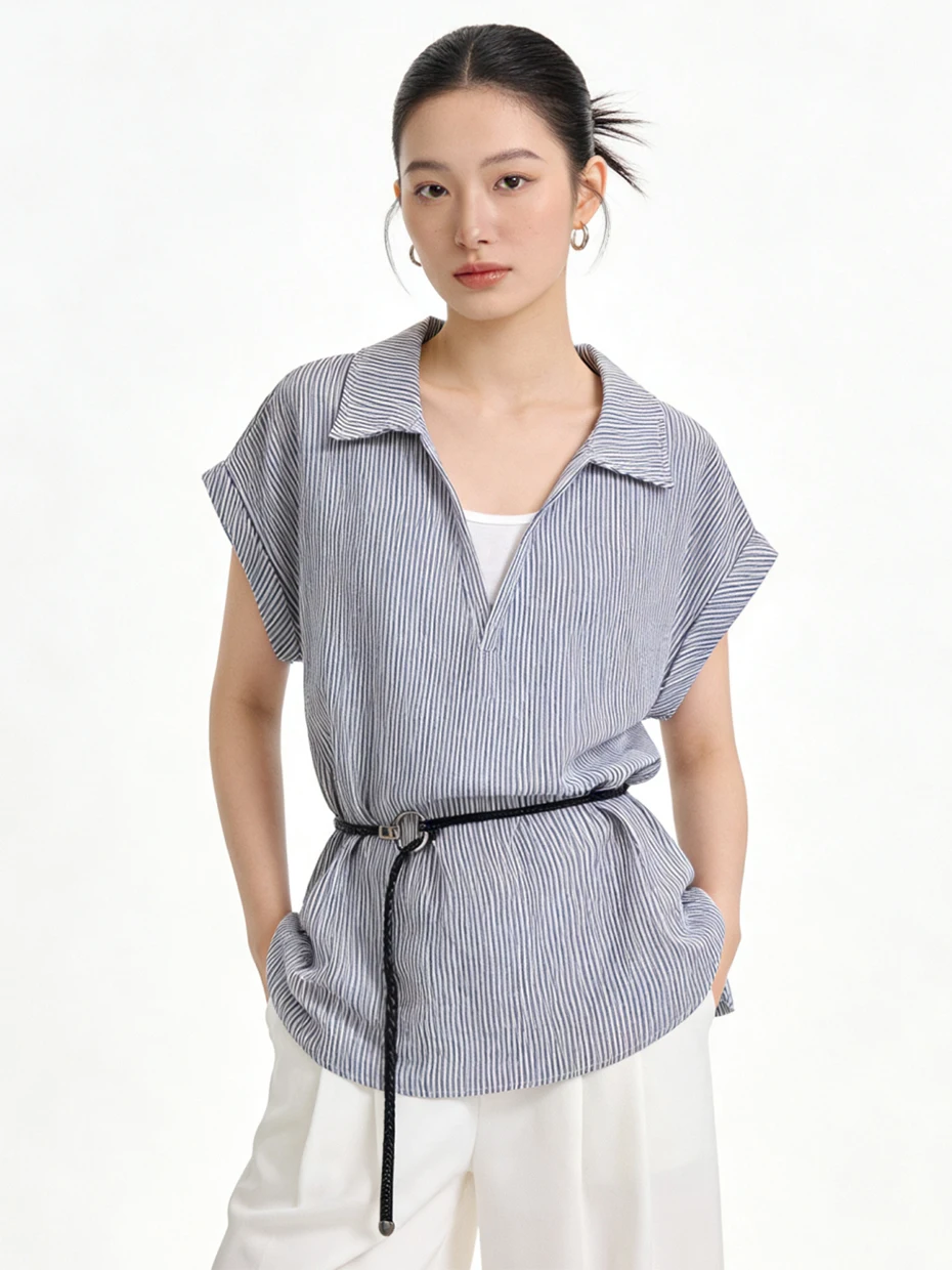 

Женская джинсовая рубашка с коротким рукавом, с эффектом утяжки на талии, в стиле пэчворк, многослойная, повседневная, летняя, новый дизайн, модная уличная одежда