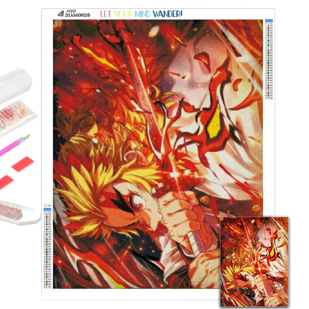 5D DIY Diamond Painting Anime Demon Slayer Mosaic Needlework Full Diamond Embroidery Cross Stitch Decorative peinture diamant