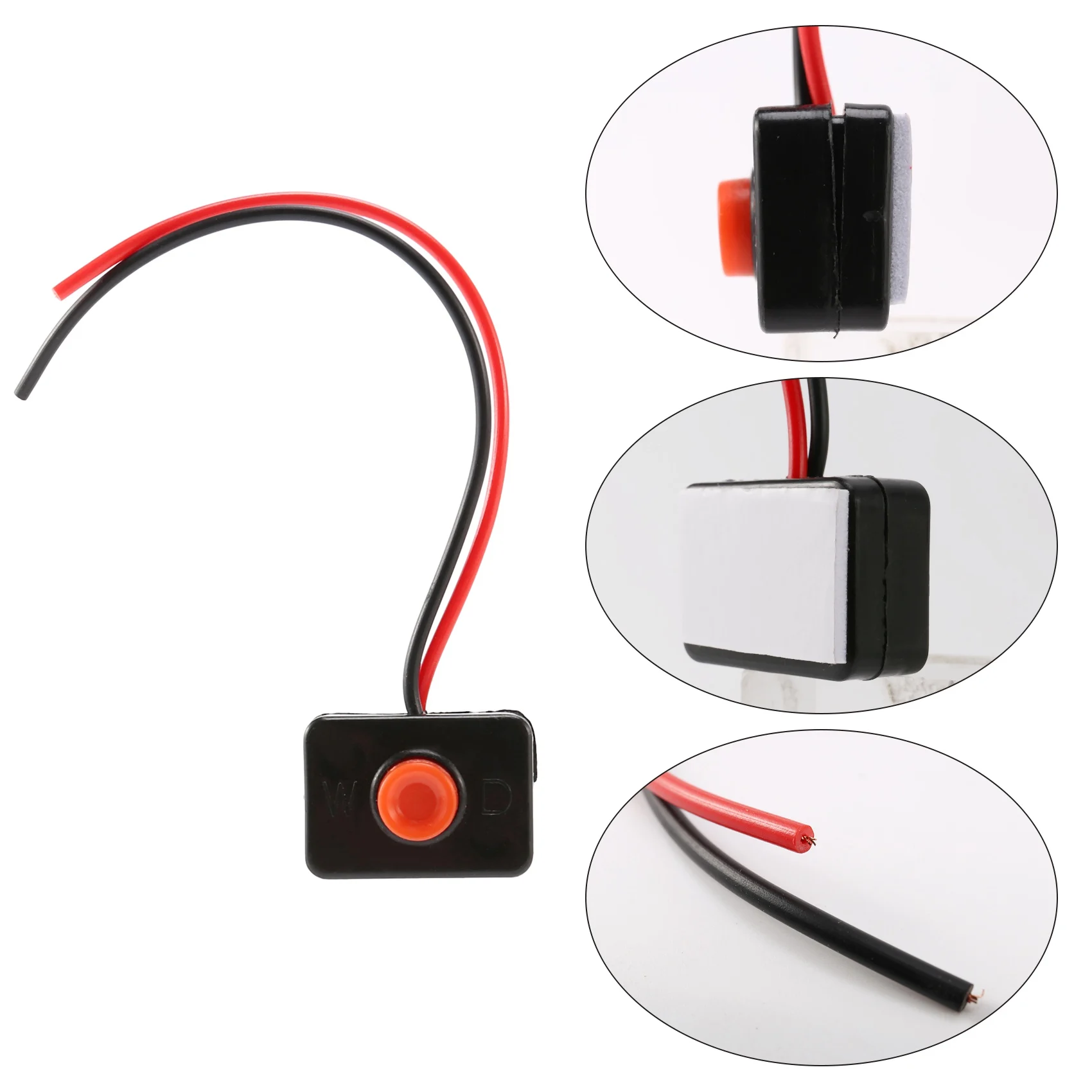 ปุ่มกดแบบมีสายสำหรับรถยนต์ฐานกาว12V2A DC สวิตช์แบบมีสายสำหรับรถยนต์