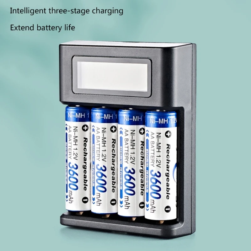 Cargador batería 4 ranuras AA LR03 Cargador batería para batería recargable NiMh