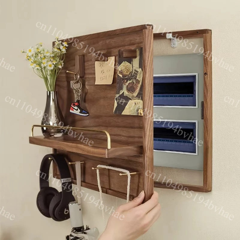 Swing Door Design with Solid Wood Frame & Hidden Shelf, Modern Home Wall Art. Decorative Electric Meter Box Cover Painting