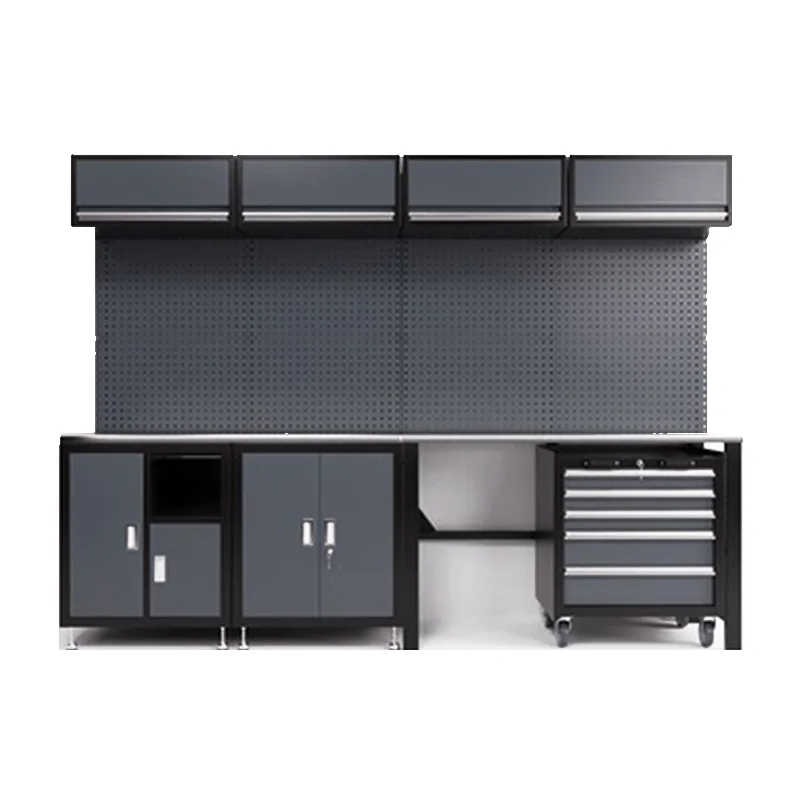 Modular Heavy-duty Cold-Rolled Steel Storage Customization Full Garage Tool Cabinets Workbench European Modern Design LED Light
