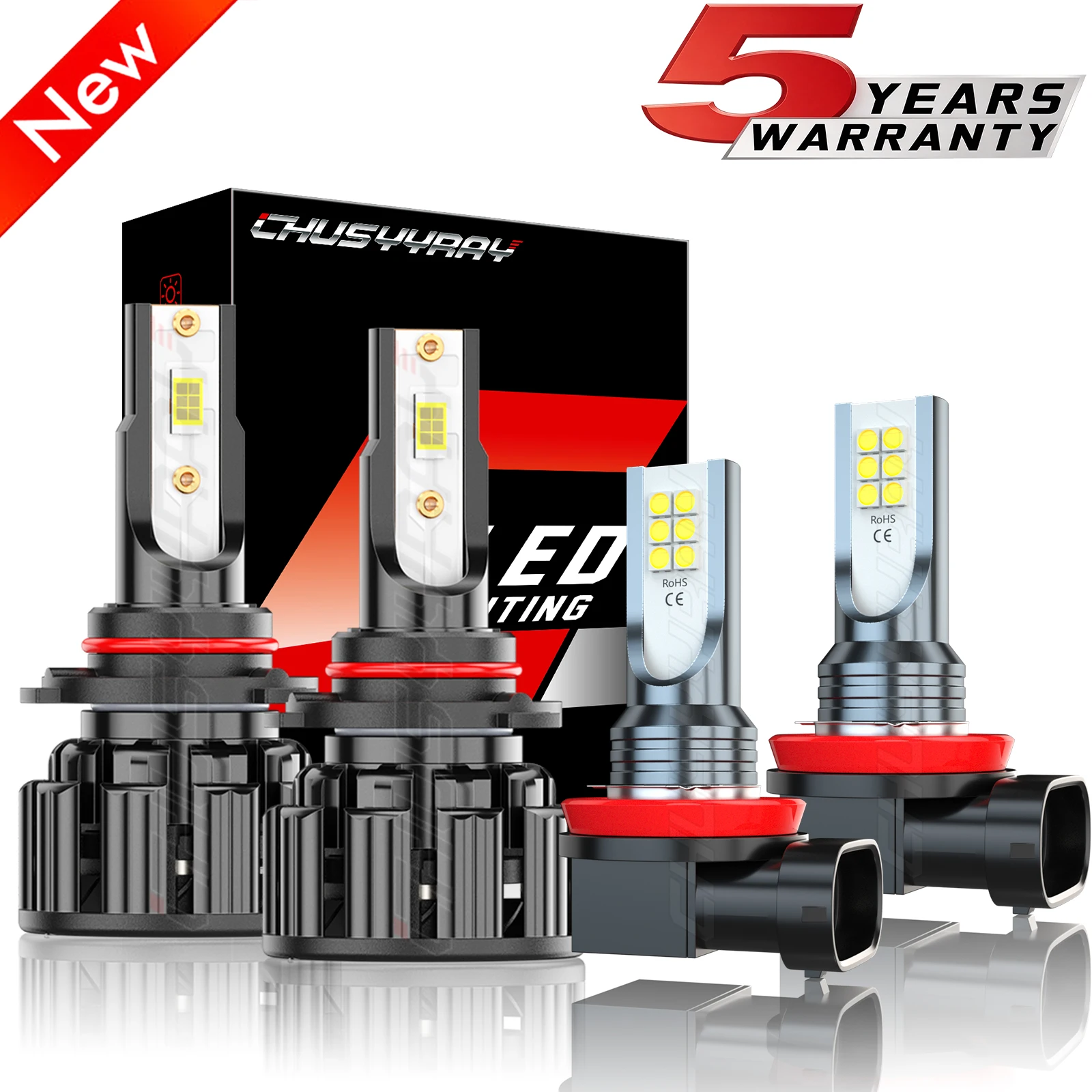 For GMC Acadia 2013-2019 -4X LED Headlight High/Low Beam + Fog Light Bulbs 6000K