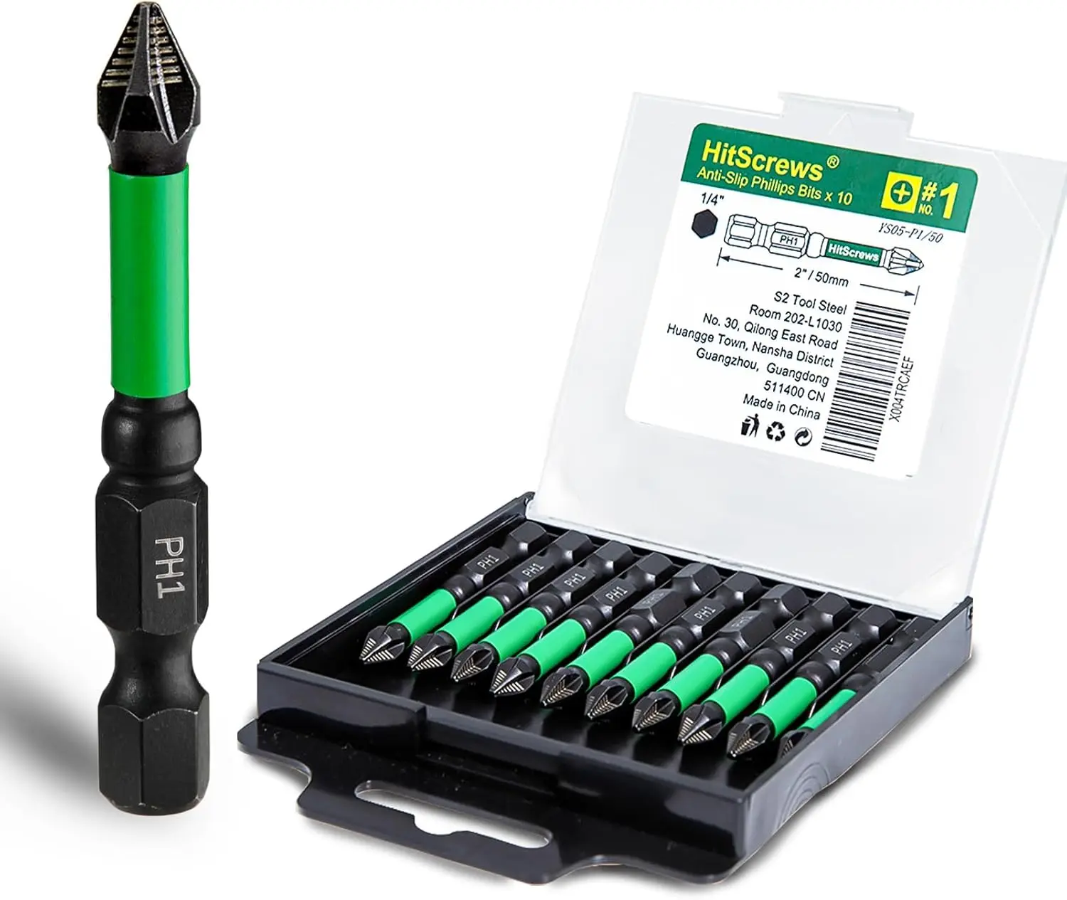 

PH1 Non-Slip Screwdriver Bits - 2" Phillips Impact Driver Bits Impact Resistant S2 Tool Steel For High Torque and Precision Work