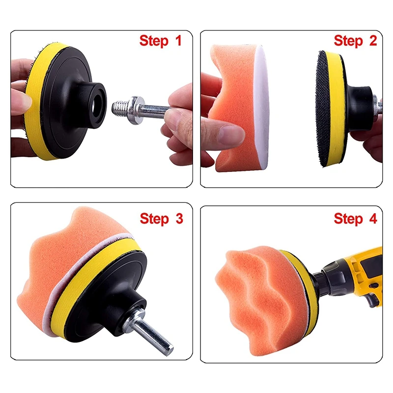 28 Pcs 3 Inch Polishing Pad Kit Foam Polishing Pad Car Bumper Polishing Machine Accessory Suitable For Drilling