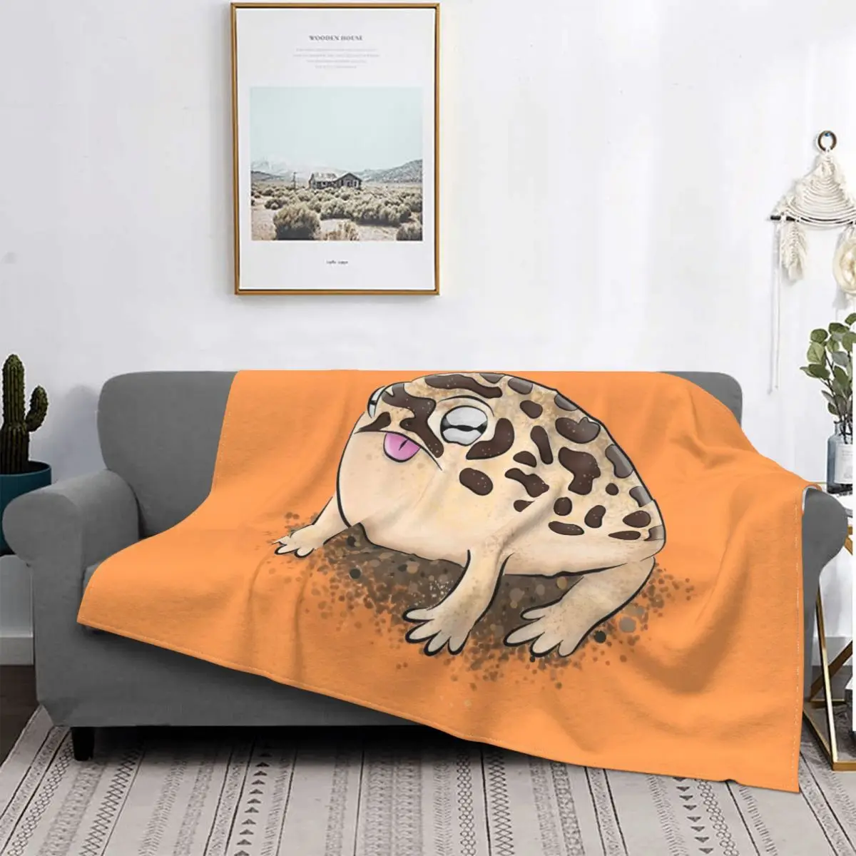 Cute Brown Desert Rain Frog Cartoon Blankets Fleece Awesome Warm Throw Blanket for Coverlet Autumn/Winter