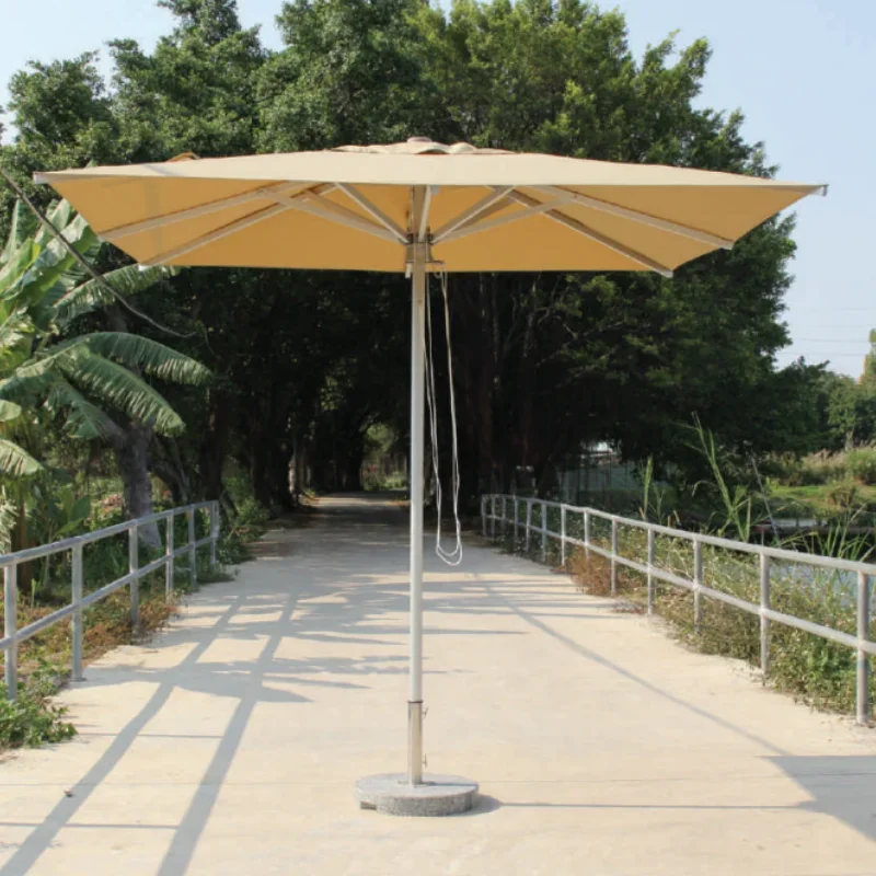 Garden Swimming Pool Aluminum Parasol Waterproof Patio Beach Leisure Cafe Park Furniture Outdoor Round Sun Umbrella With Base