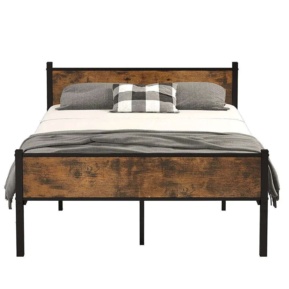 

z Industrial Style Bedroom Furniture Steel Bed Frame with Headboard And Foot board