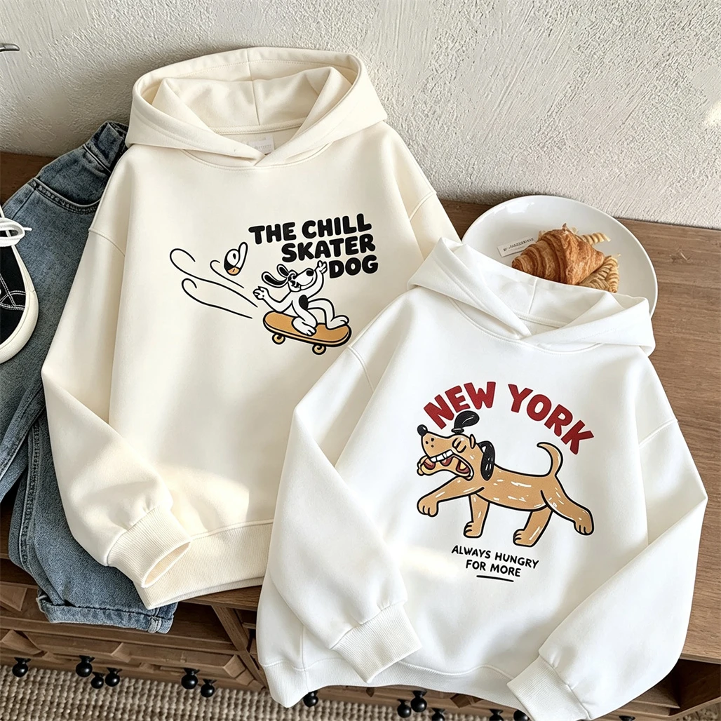 Bedruckte Kapuzenpullover Herbst-Winter-Kleidung Niedliche Dünne Samt-Kapuzenpullover für Kleinkinder Modische Lässige Sweatshirts Neue Kleinkindbekleidung – Detail 1
