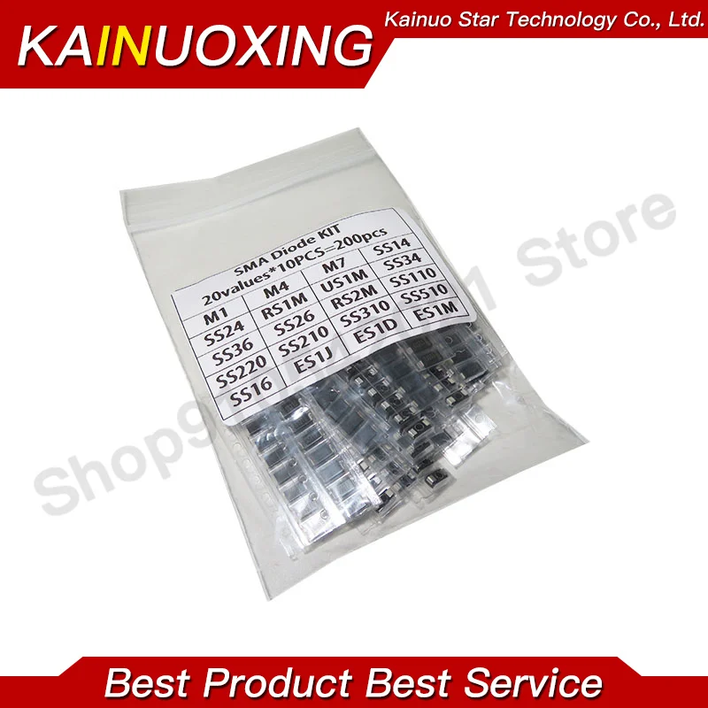 20value x 10PCS=200PCS SMA diode Assorted Kit contains SS110 SS220 SS210 SS310 SS510 SS16 SS26 SS34 SS36 ES1J ES1D M7 M4 US1M