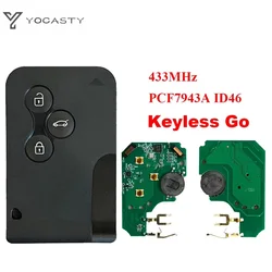 YOCASTY 433MHz PCF7943 ID46 Smart Key Card For Renault Megane II Scenic II Grand Scenic II 2003-2008 3 Buttons Keyless Go