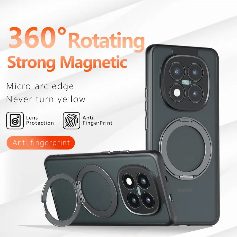 360° Rotating Ring Stand Magnetic Case For Xiaomi Poco M8 Pro F6 F7 Ultra X6 X7 X8 Pro Max Shockproof Matte Bracket Cover Capa