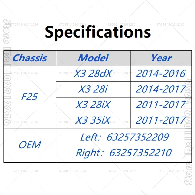 ل 2011-2017 F25 BMW X3 28i 28iX 28dX 35iX المصد الخلفي عاكس الذيل شريط إضاءة غطاء 63257352209 63257352210