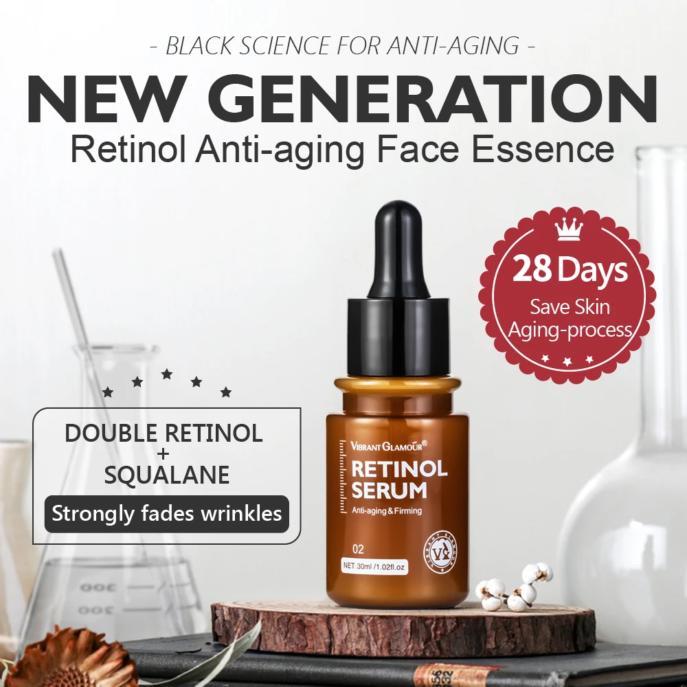 Retinol Face Serum Anti Aging Reduce Fine Lines Wrinkles Skin Lightening Cream Whitening Brightening Moisturizing Facial Serum