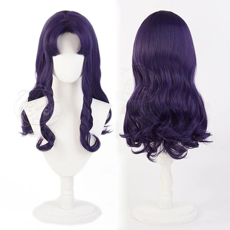 

Katsuragi Misato Cosplay Wig Women Purple Long Wavy Heat Resistant Synthetic Hair Katsuragi Anime Role Play Wigs + Wig Cap