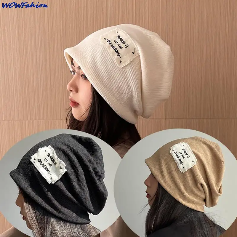 Women's Streetwear Letter Skullies Beanies Autumn Unisex Men's Hats Beanie Thin Applique Korea Cool Slouchy Hip Hop Skull Cap