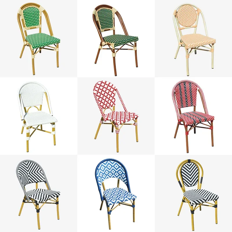 

Garden outdoor lounge Rattan Chair Outdoor backrest Rattan chair Cafe Vintage single French table and chair furniture
