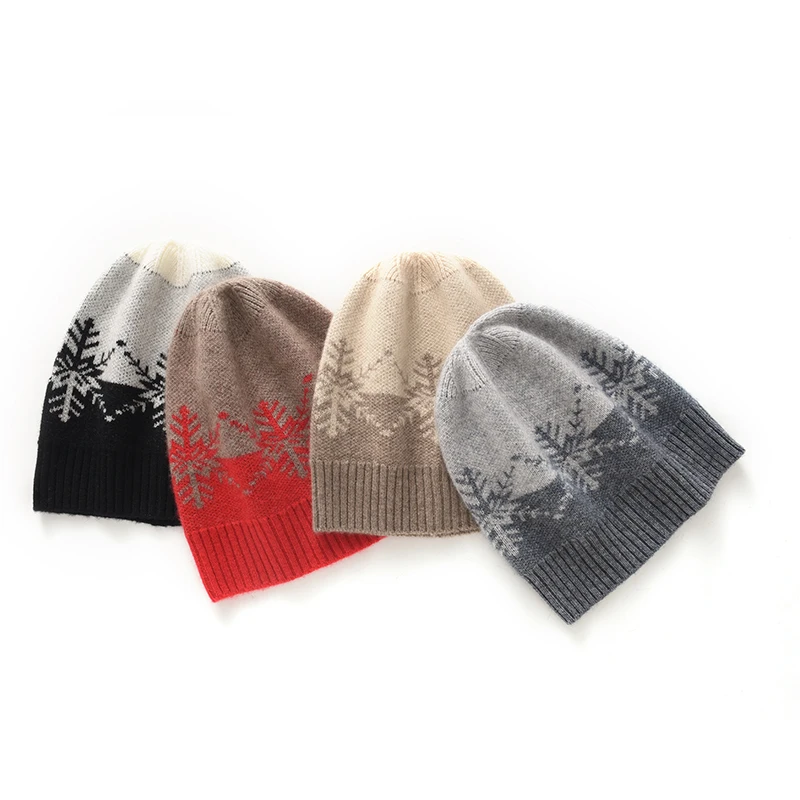Cashmere Knitted Hat for Autumn and Winter Thickened Color blocked Women's Warm Korean Style Simple Matching Full Hat