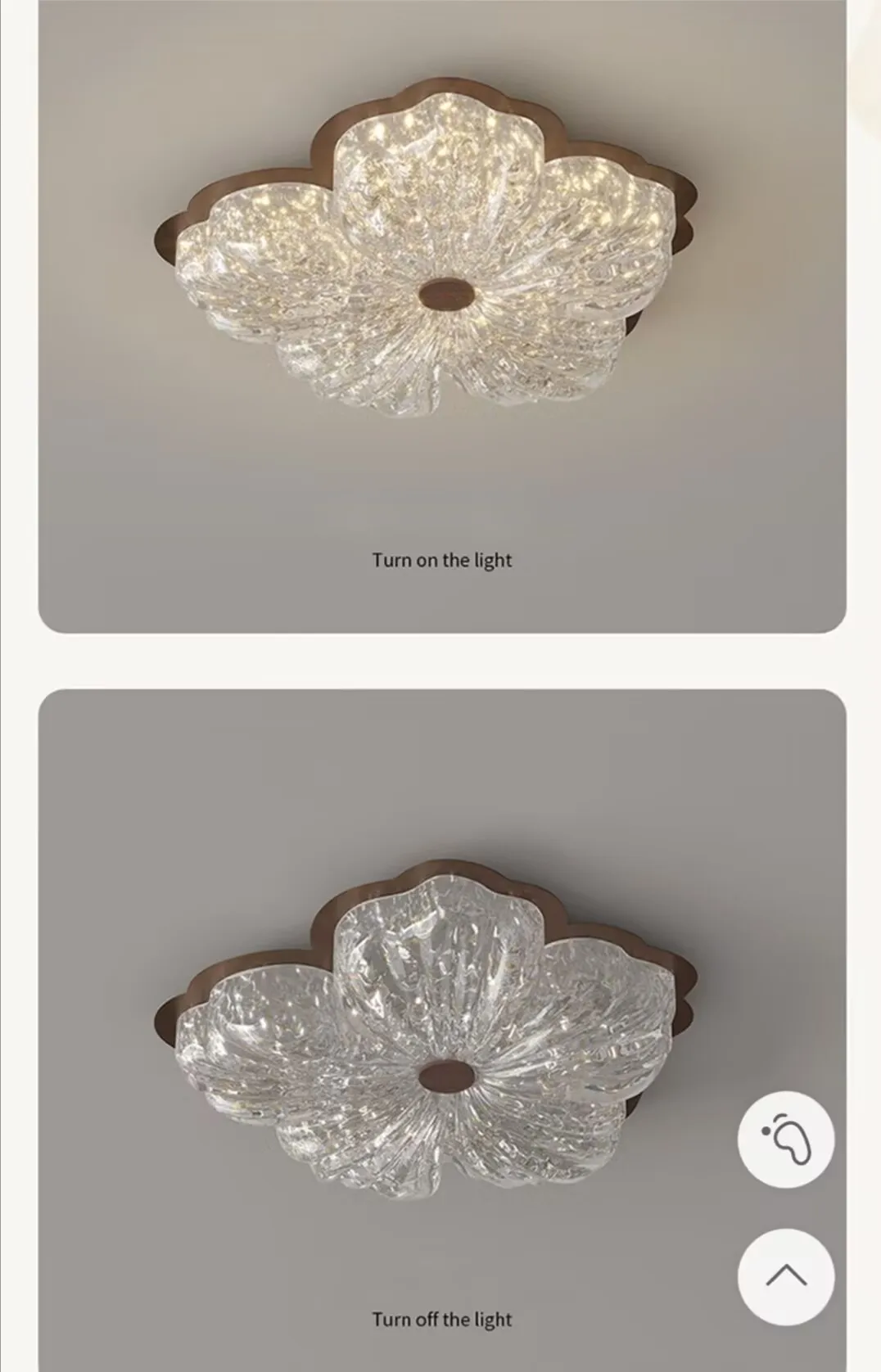 New gold foil petal bedroom lamp, ice patterned resin ceiling lamp