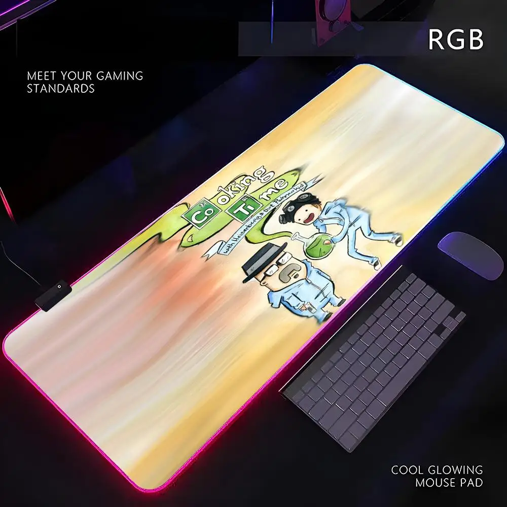 Breaking Bad Mouse Pad RGB Gamer LED Light Mouse Mat Peripherals Mousepad Computer Desk Mat XL Mice Keyboard Carpet