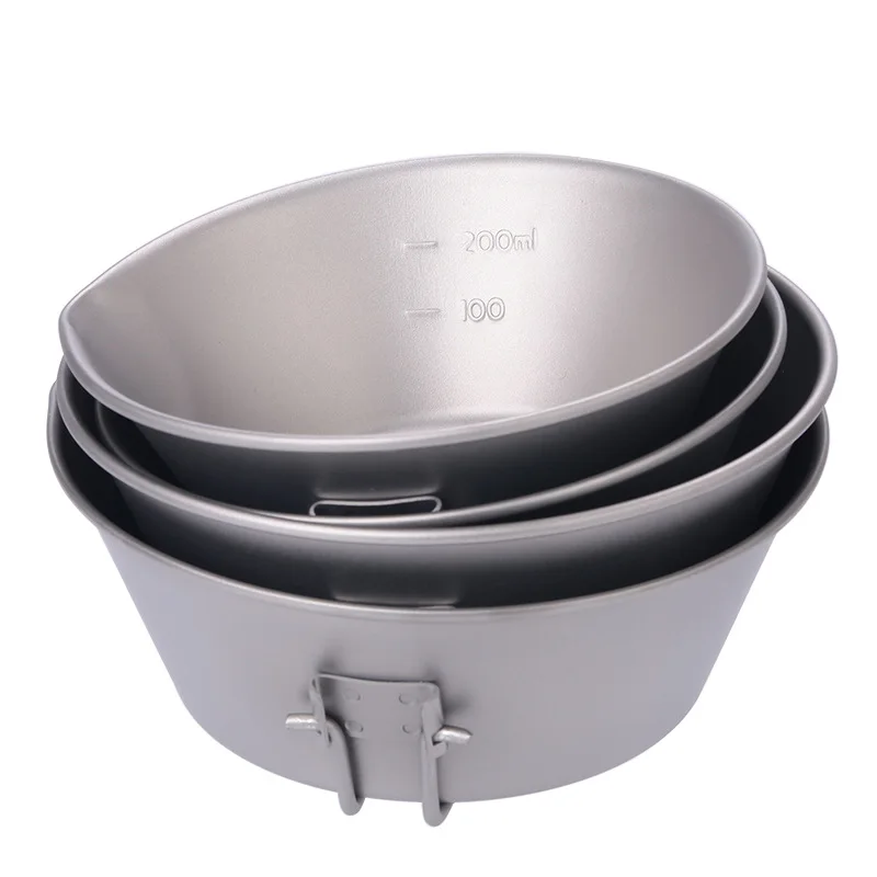 Pure Titanium Single Layer Can Fold The Bowl Portable Bowl Tableware For Camping Hiking Backpacking Picnic 450ML Ta3603-1