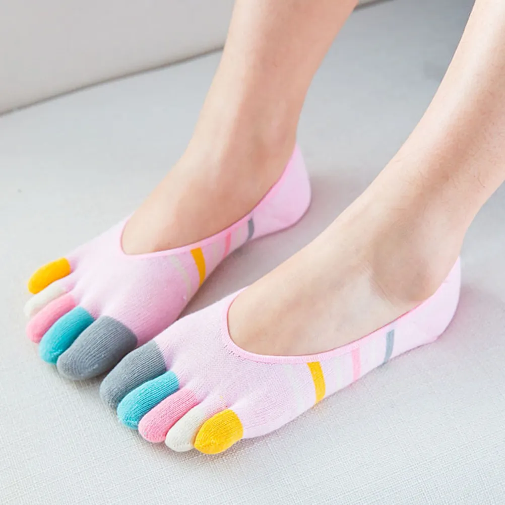 2Pairs Yoga Socks Women Cotton Non-slip Pilates Ballet Halloween Christmas Five Finger Yoga Socks Women's Five Toe Socks 5Pairs