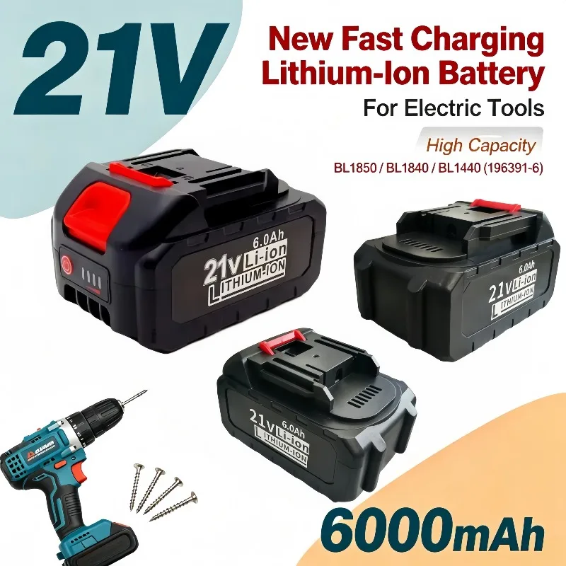 Replacement 21V 5S2P 6000mAh Fast‑Charge Li‑ion Battery For Lpega BL1850 BL1840 BL1440 196391‑6