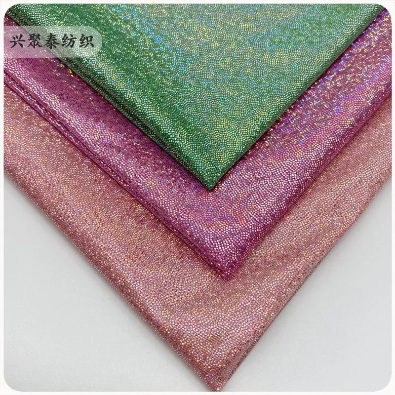 Ice silk laser fine dot gilded dance performance costume fabric high-elasticity glossy top dress