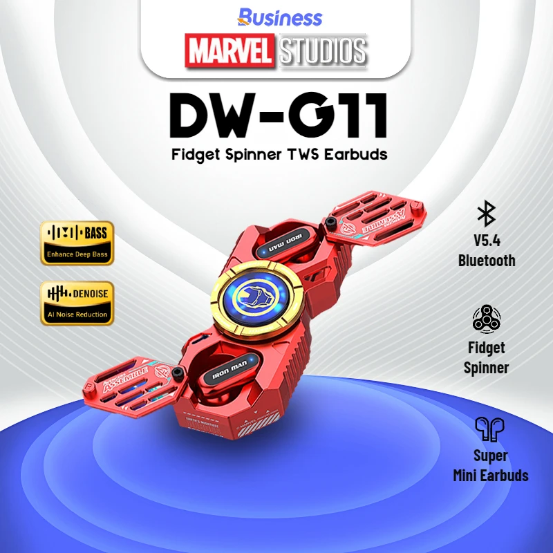 Disney Marvel Alloy Fingertip Spinner TWS Earbuds Bluetooth 5.4 Earphones HiFi Stereo Sports Gaming Wireless Headphones with Mic