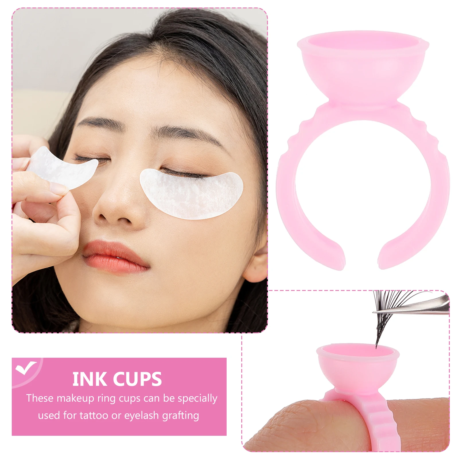 

400 Pcs Beauty Salon Supplies Pigment Rings Cup Ink Cups Container White Makeup Embroidered
