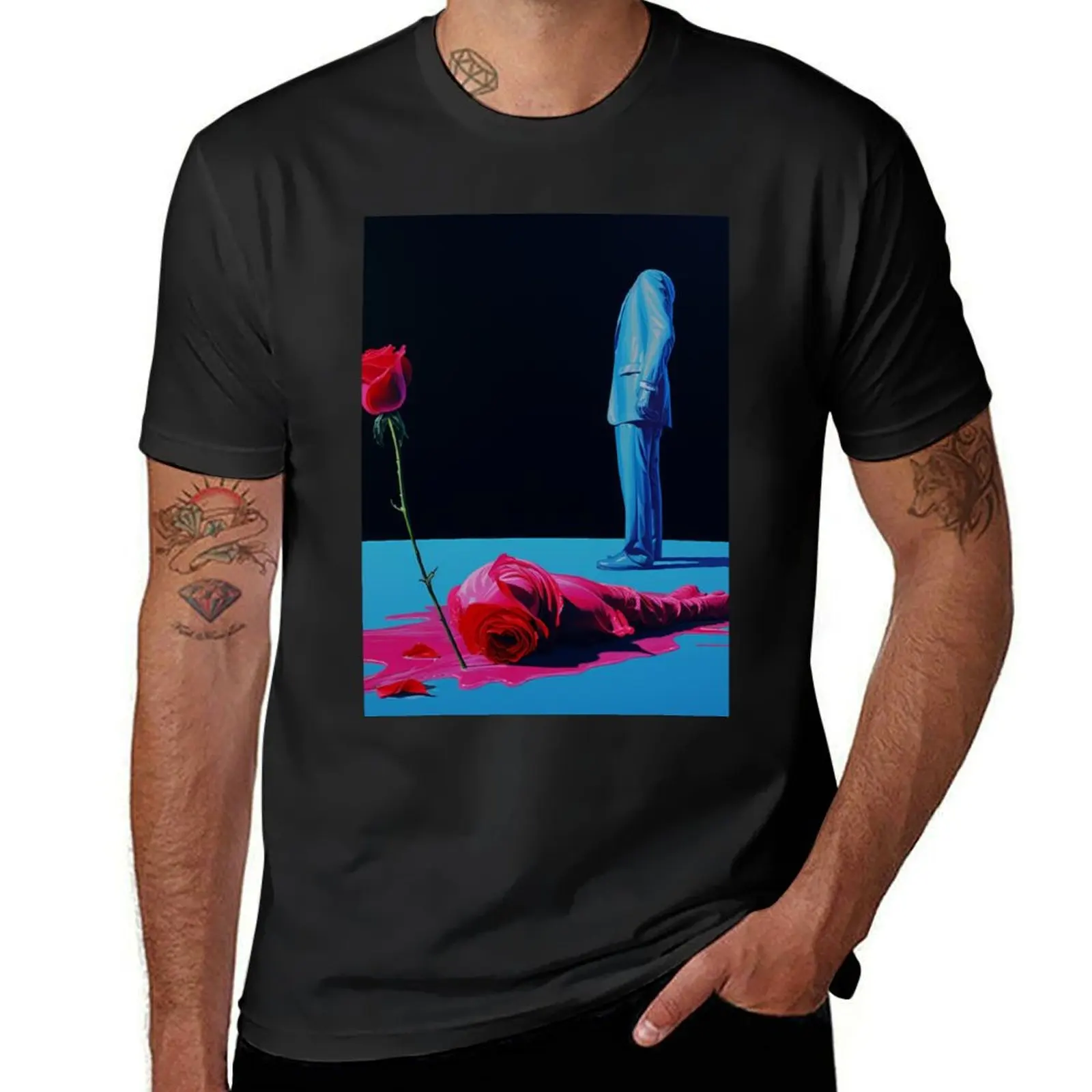 

the rose, the man, blue 02 T-Shirt tees Blouse Men's t-shirt