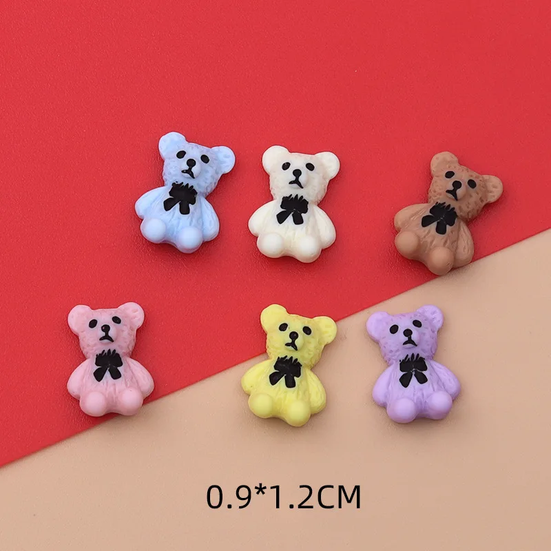 

10Pcs Kawaii Mini Bow Tie Bear Resin Accessories DIY Nail Art Decoration Charms Small Hear Star Bear Head Cute Charms