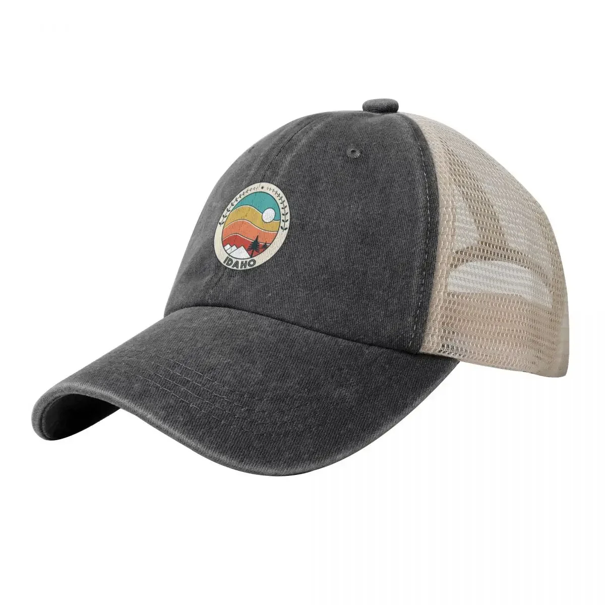 

Idaho Retro Vintage Sunset - Idaho Mountain Souvenir - Gift - Hometown Hiking Nature Baseball Cap