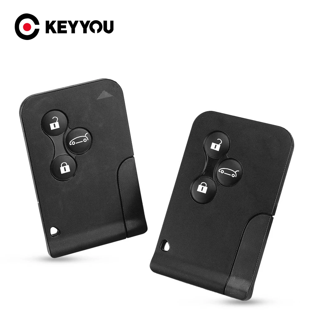 

DANDKEY 3 Buttons Smart Card For Renault Clio Logan Megane 2 3 Koleos Scenic Card Case Black Car Key Fob Shell With Small Key