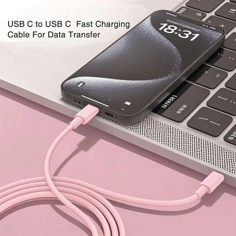 كابل USB C إلى النوع C متعدد الألوان PD كابل بيانات شحن سريع لهاتف iphone15 15Pro Huawei Samsung Xiaomi Type C خط بيانات 1M 2M 3M