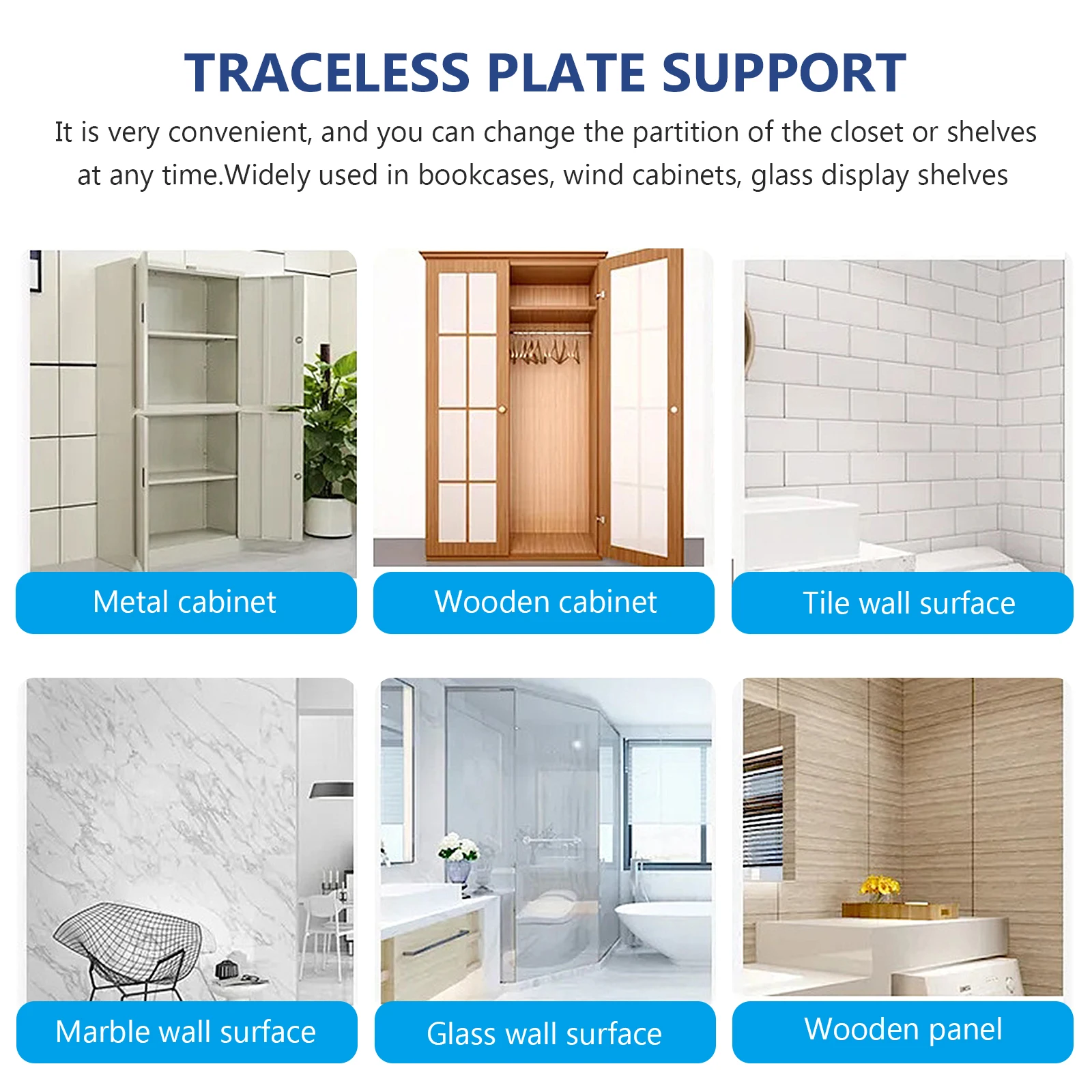 

10pcs No-Trace Adhesive Shelf Supports Plastic Shelf Brackets For Wardrobe Divider Holder Punch-Free Wall Mount Cabinet Clips