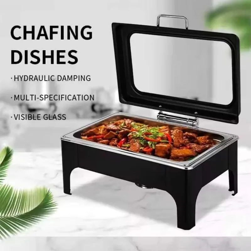 Stainless Steel Restaurant Hotel Wedding Black Hydraulic Chafing Dish 9L Gas Fuel Heating Buffet Server Food - view 6