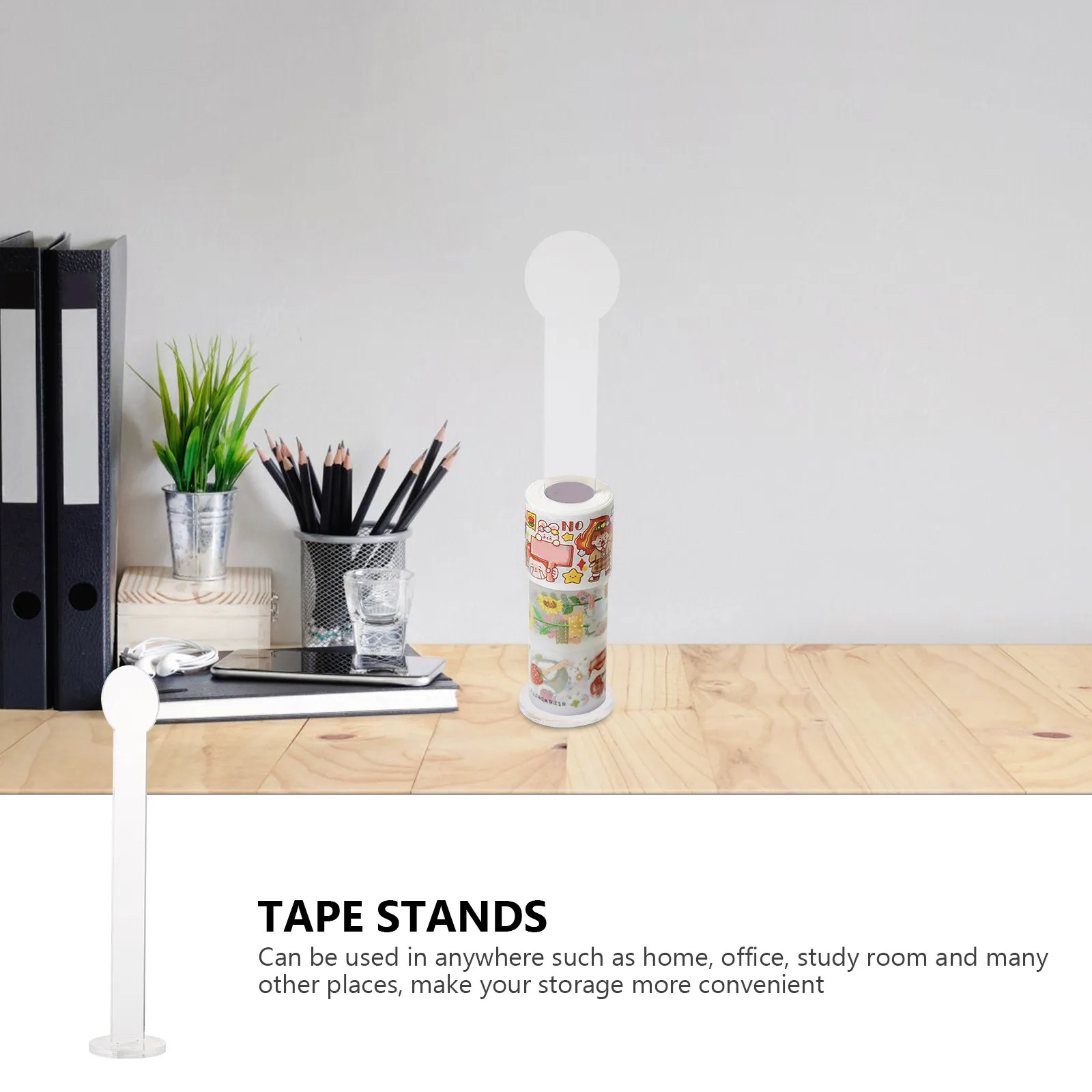 2Sets Transparent Acrylic Tape Display Stand Heavy Duty Washable Smooth Edge Tape Organizer for Home Office Study Room Desktop