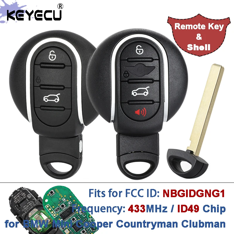 KEYECU NBGIDGNG1 315MHz 434MHz ID49 Chip Keyless Smart Remote Key Fob for BMW Mini Cooper Countryman Clubman F54 F55 F56 F57 F60