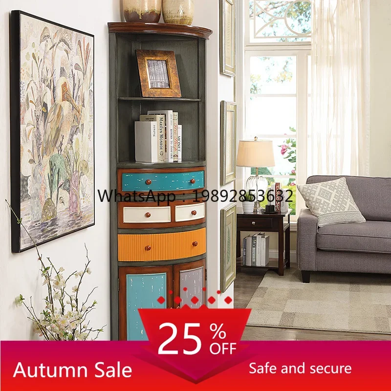 

LYY Wall-Mounted Corner Cabinet Living Room Sofa Corner Solid Wood Triangle Cabinet Storage Rack Vintage Corner Cabinet