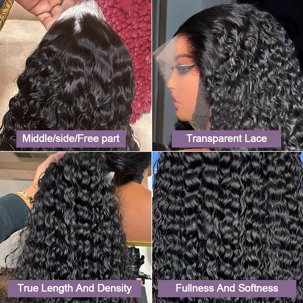 13x6 Hd Jerry Krullend Menselijk Haar Pruiken Diepe Golf Kant Frontale Pruik Water Wave Pre geplukt Lace Front krullen Pruik Braziliaanse Voor Vrouw