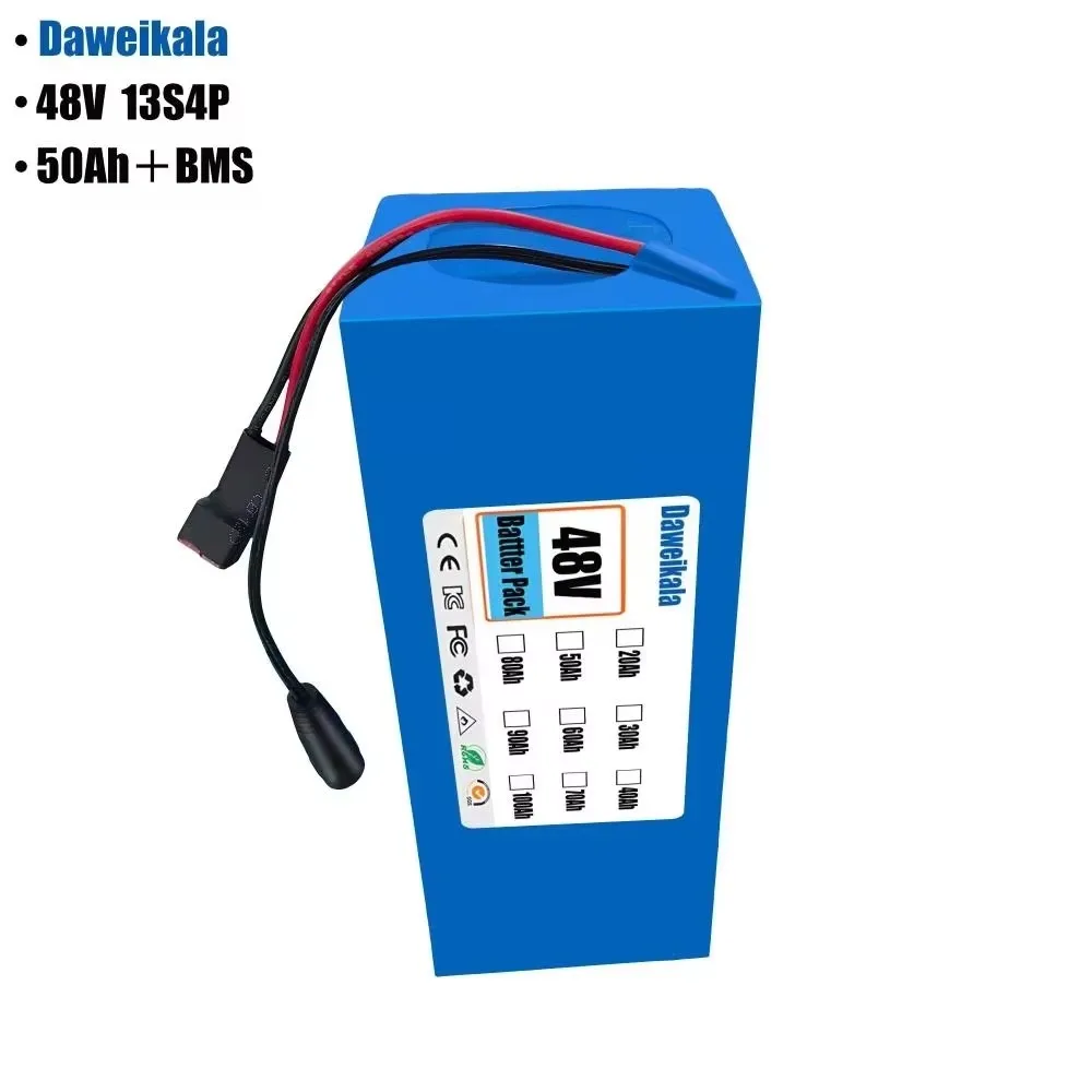48V 50Ah 13S5P E-Bike Battery-High Power Lithium-ion Battery Pack for Electric Tricycle/Bicycle/Scooter with Smart BMS,Long Rang